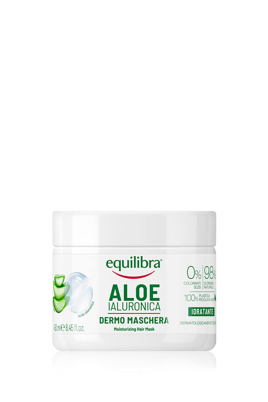 equilibra Capelli, Maschera Capelli Aloe Ialuronica, Maschera ad Azione Idratante e Districante, con Aloe Vera (20%), Acido Ialuronico, Estratto di Ortica, 450 ml