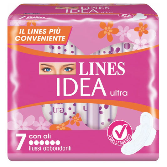 Lines Idea Ultra con Ali Flussi Abbondanti 7 Pezzi, Neutralizza Odori