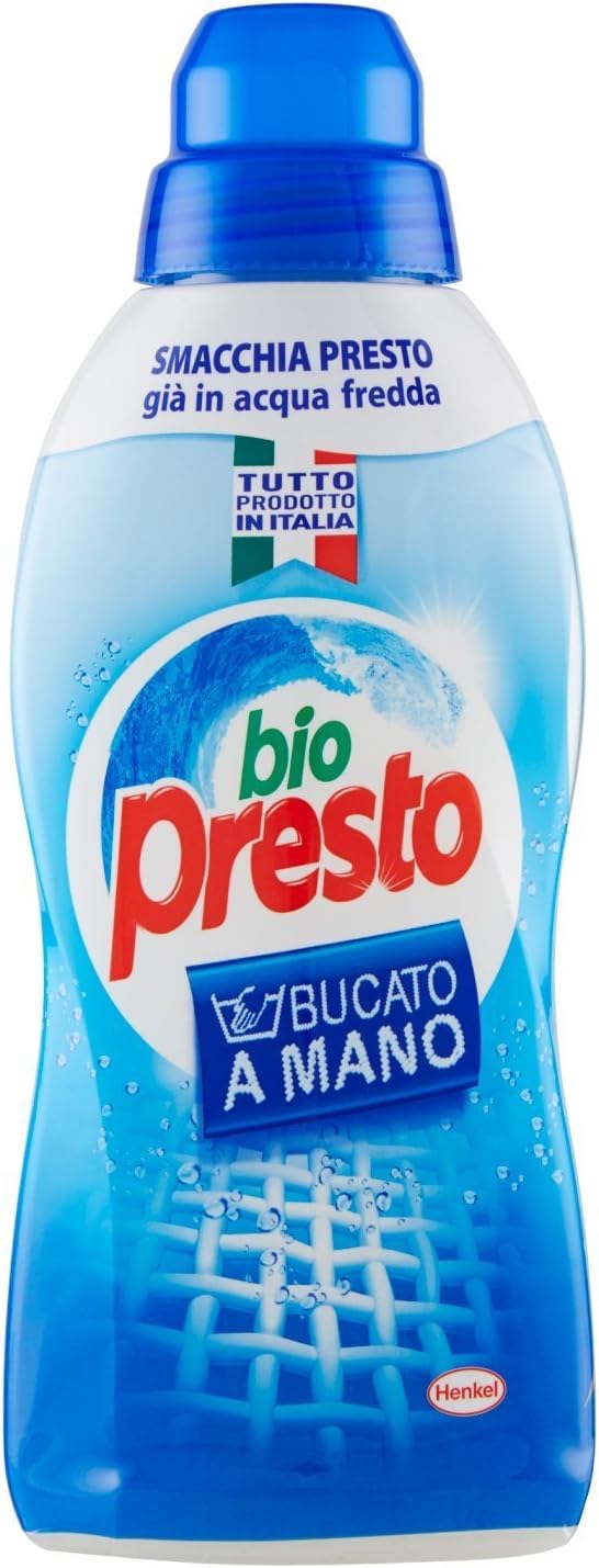 Bio Presto Liquido Detergente a Mano, Smacchia Presto, Anche in Acqua Fredda - 750 ml, 5 confezioni