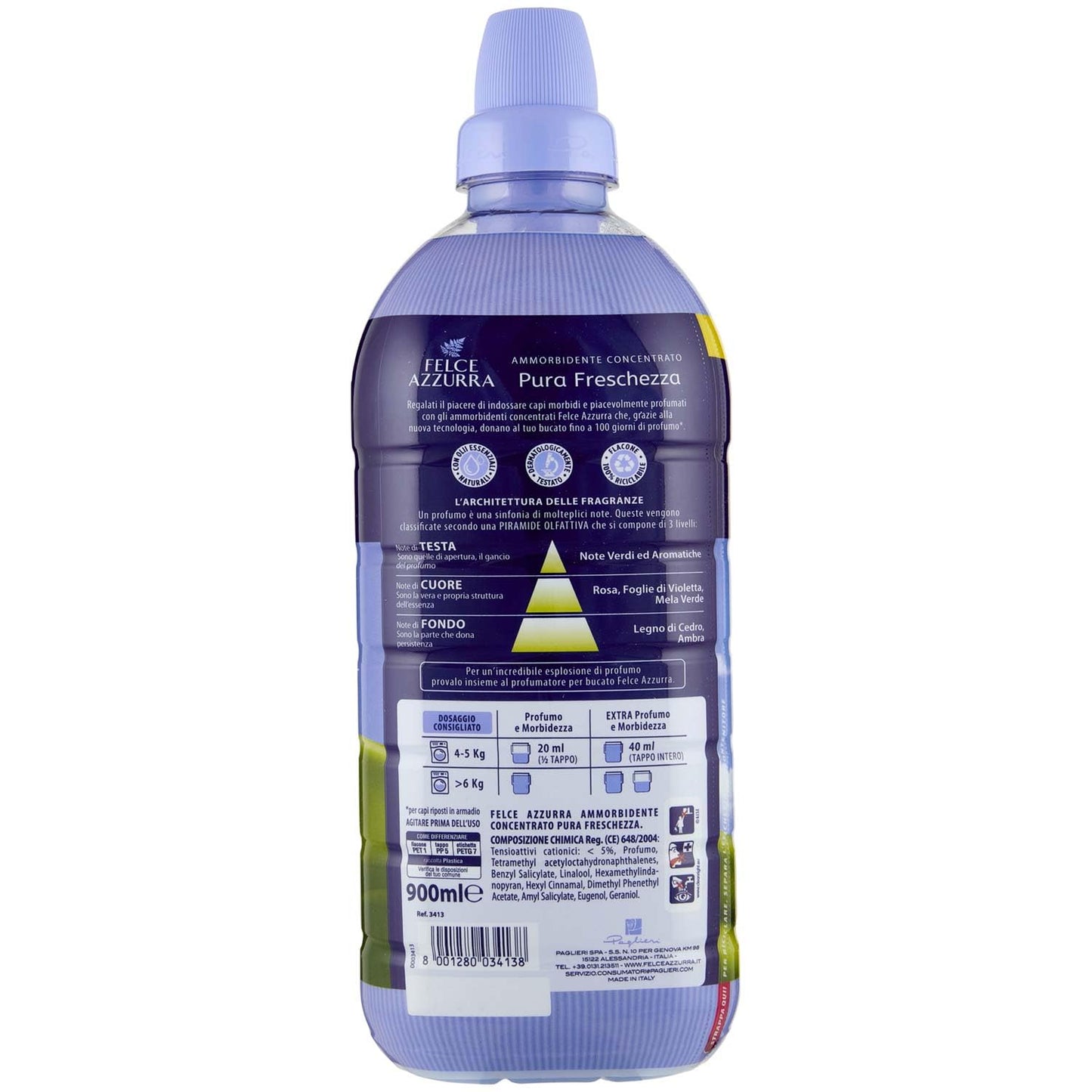 Felce Azzurra Ammorbidente Concentrato Pura Freschezza 45 Lavaggi 900ml, 900ml