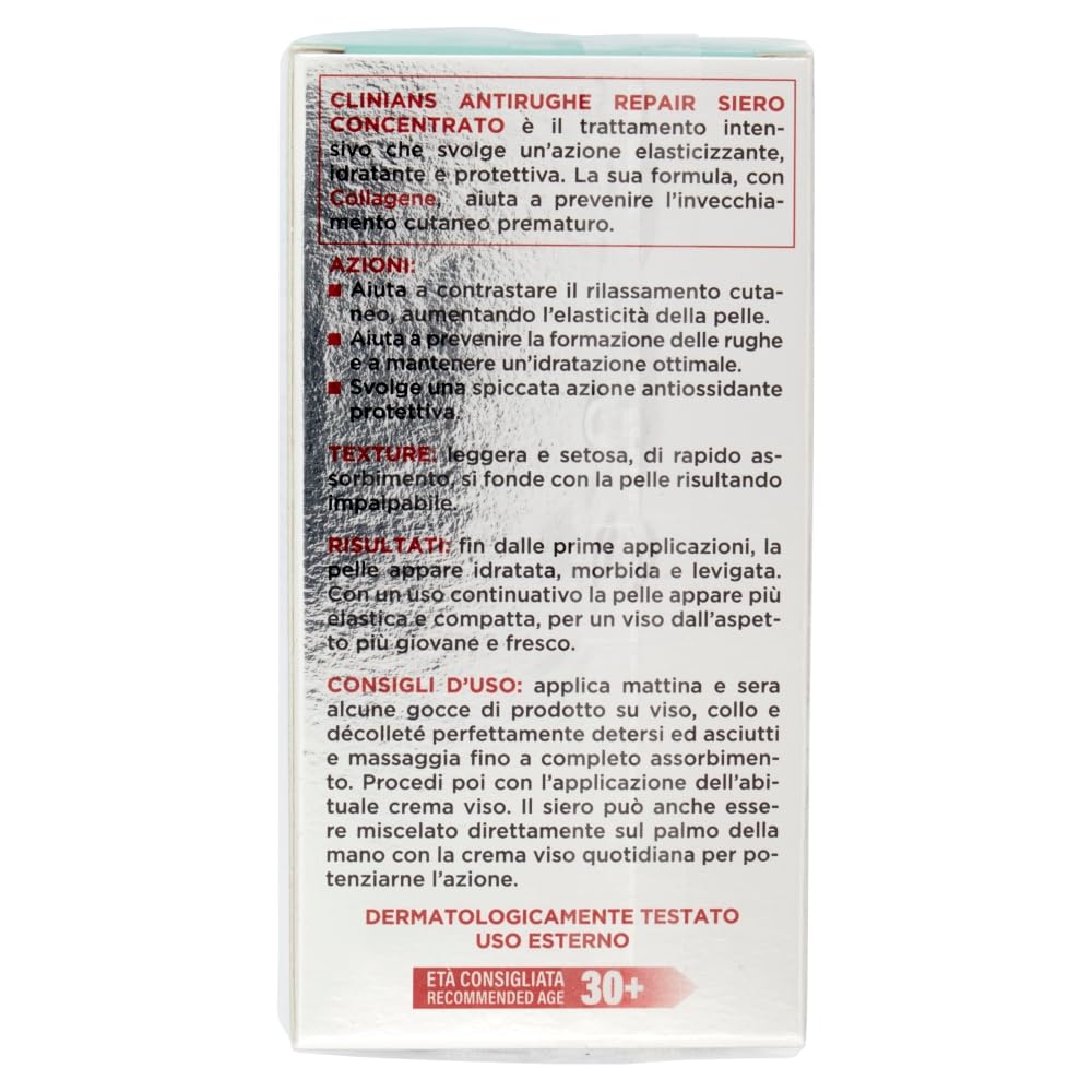 CLINIANS | Antirughe Repair Siero Concentrato, Dermatologicamente Testato, Made in Italy, 30 ml
