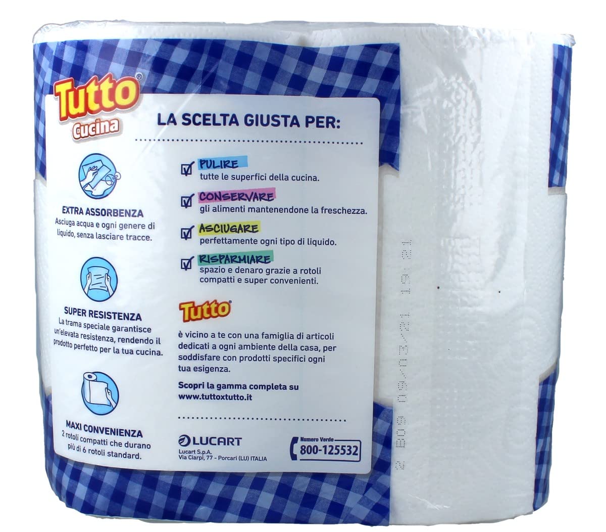 Tutto Asciugatutto Cucina 280 Strappi, 2 Rotoli