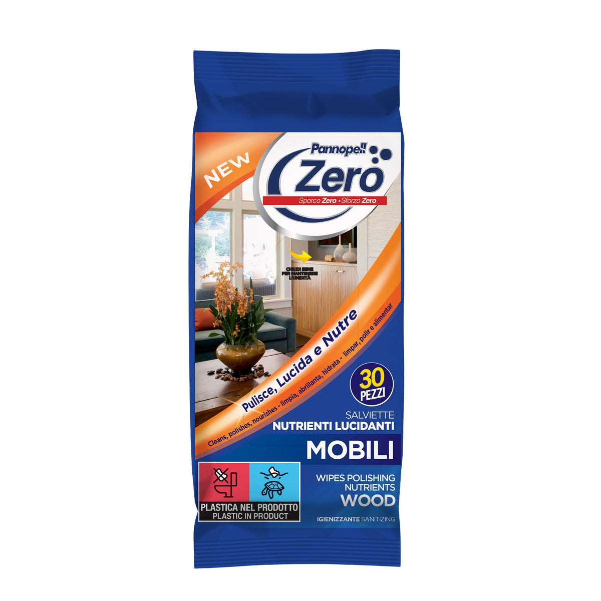 Zero Mobili Nutre e Lucida 14 confezioni da 30 Salviette (420 Salviette) - Panni Parquet, Lava Parquet, Salviette Igienizzanti Casa, Panni Umidi Lavapavimenti, Prodotti Pulizia Casa