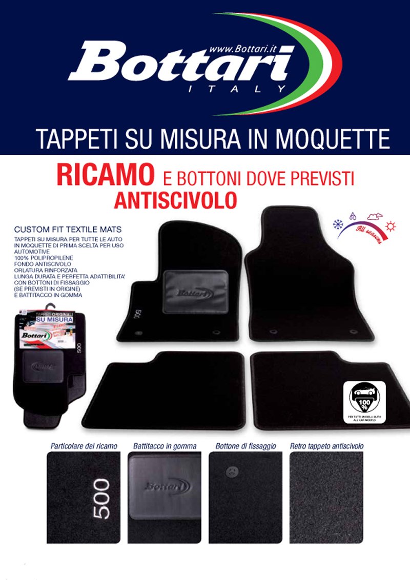 Bottari 39084 Set Tappeti Auto su Misura in Moquette per Modello Clio produzione dal 2012 ad oggi , Nero, 4 Pezzi