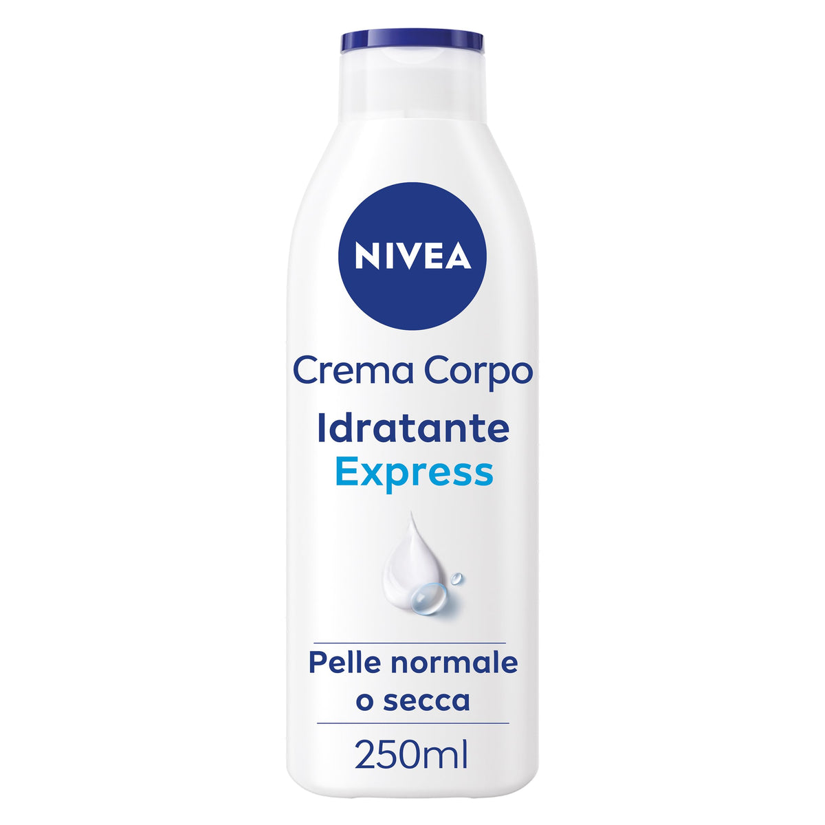 NIVEA Crema Corpo Idratante Express 250 ml, Crema idratante corpo 72h arricchita con Acido Ialuronico Puro, Minerali Marini e Siero Nutrimento Intenso, Crema corpo idratante pelle secca o normale