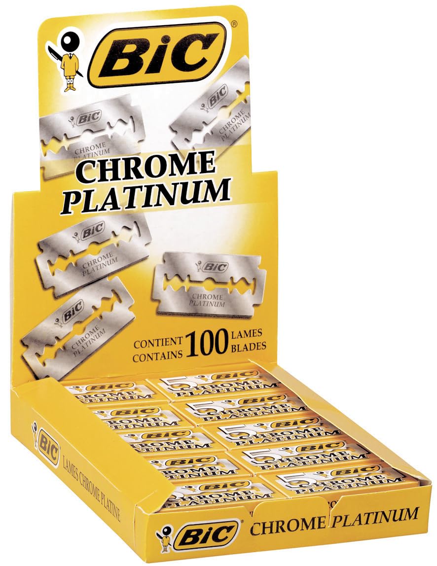 BIC Chrome Platinum - 100 lames à double tranchant pour rasoir de sûreté