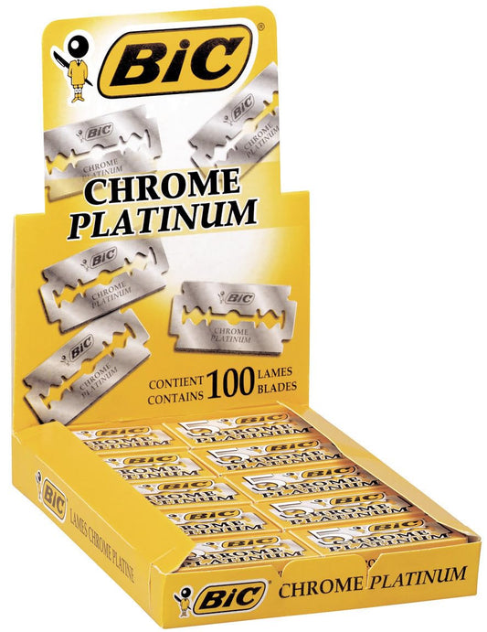 BIC Chrome Platinum - 100 lames à double tranchant pour rasoir de sûreté