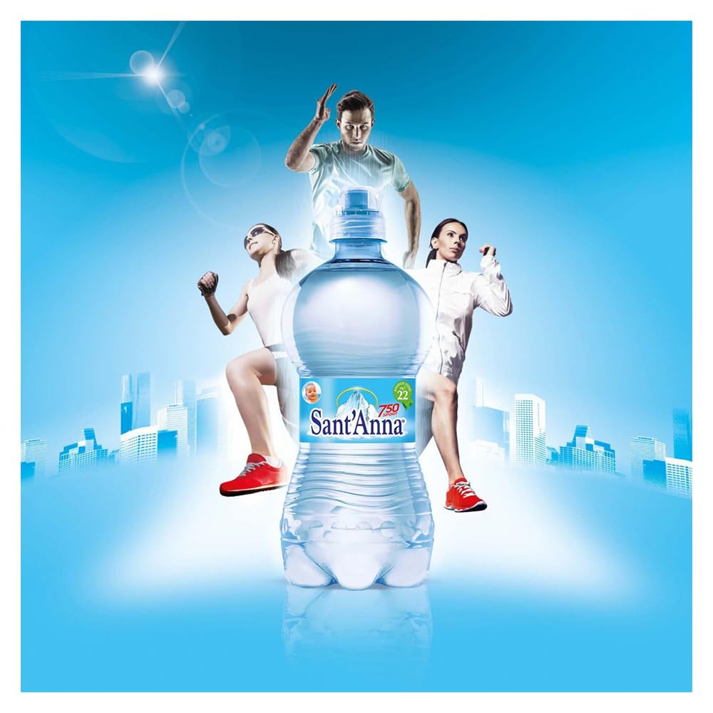 Acqua Sant'Anna Pack 0,75L Sport Bottle Naturale | 24 bottiglie | Acqua Minerale Naturale Oligominerale Minimamente mineralizzata | Bottiglie di Plastica 100% Riciclabile