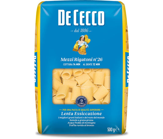 De Cecco - Mezzi rigatoni, Pasta di Semola di Grano Duro - 6 pezzi da 500 g [3 kg]