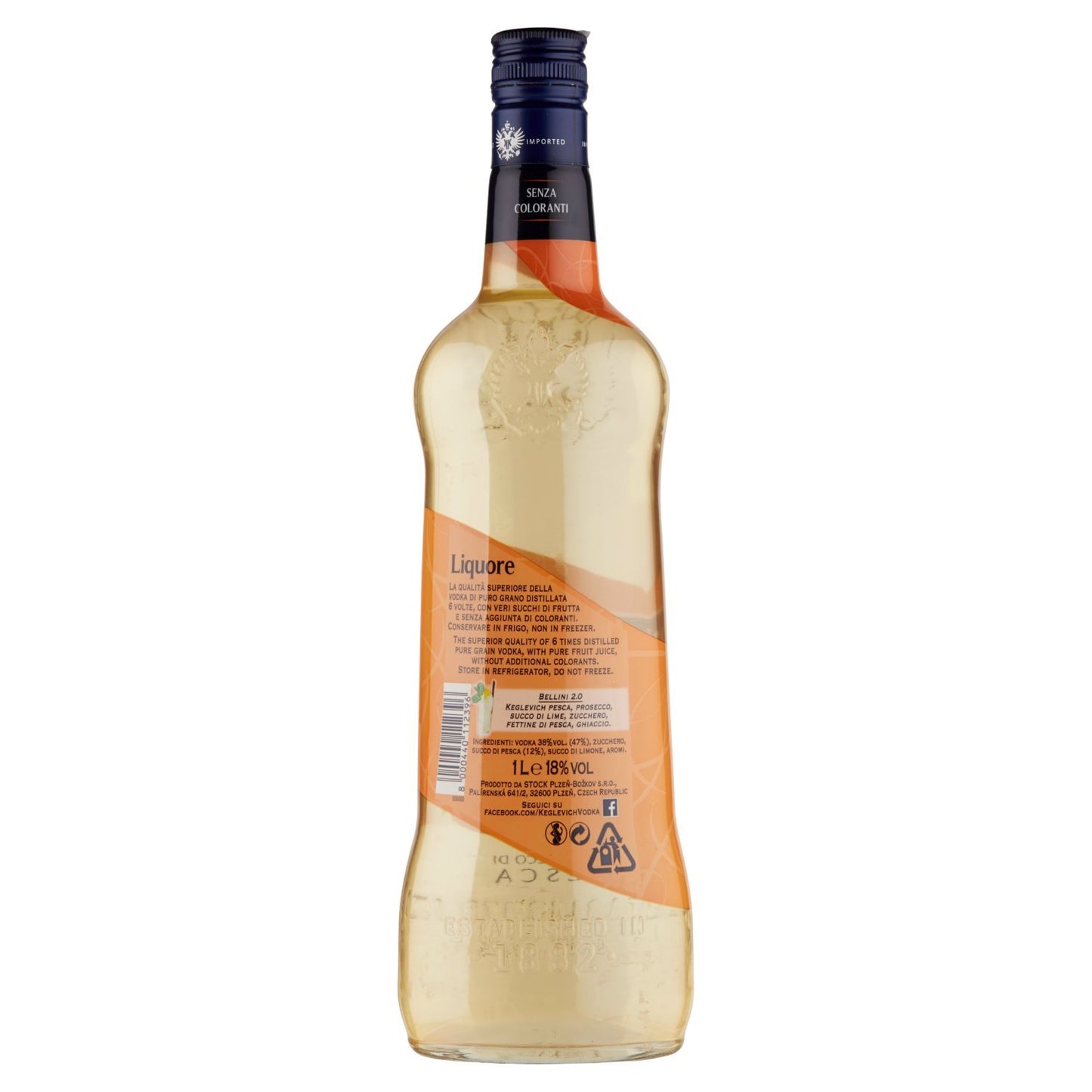 Keglevich Vodka Pesca, confezione da 3 bottiglia da 1000 ml
