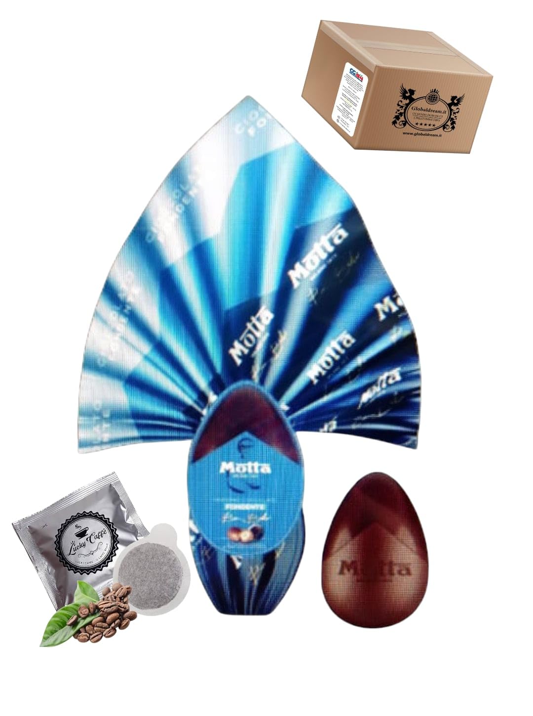 CG94 - UOVO DI PASQUA FINISSIMO CIOCCOLATO FONDENTE 220GR - SORPRESA PRALINE CON NOCCIOLE + 2 CIALDE CAFFE IN OMAGGIO