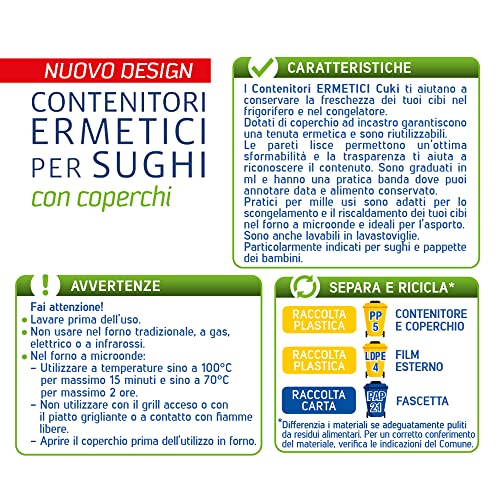 Cuki Contenitori Ermetici per Sughi, Trasparente, 5 Unità (1 confezione)