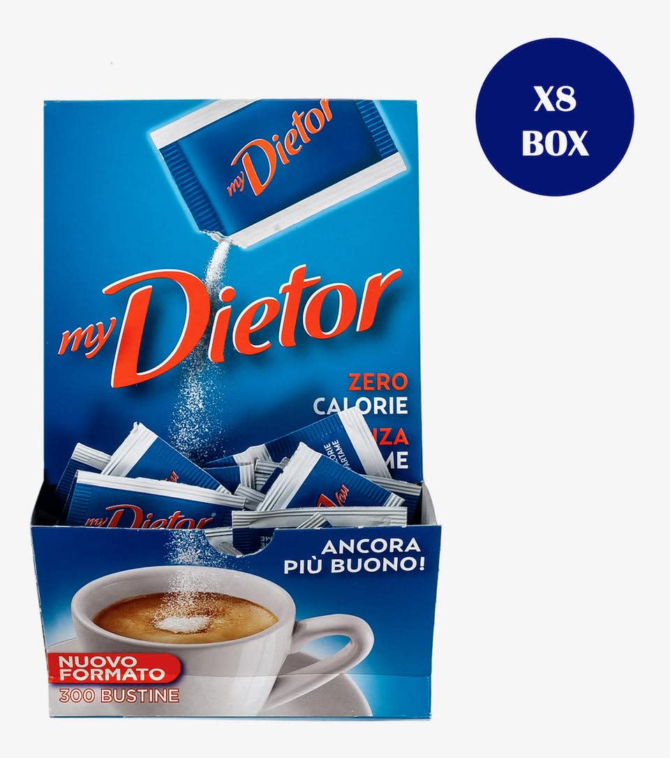 Dietor - MyDietor Dolcificante Naturale 0 kcal, Senza Glutine, Senza Aspartame - 8 Confezioni da 300 Bustine Ciascuna