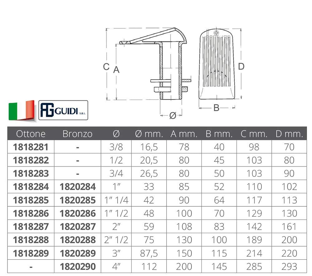 Forniture Nautiche Italiane Presa A Mare da 3/4