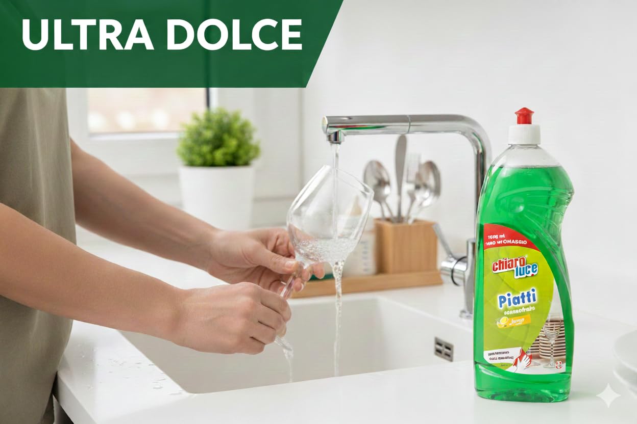 CHIARO LUCE è un detergente concentrato per piatti con una fresca fragranza al limone (Confezione da 6)