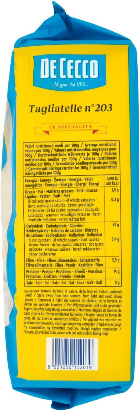 10 Pasta De Cecco 100% Italiano Tagliatelle n 203 pasta 500 g
