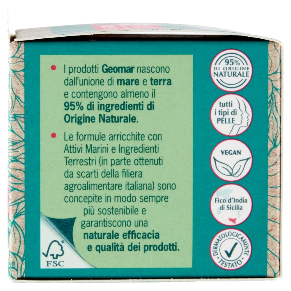 GEOMAR | Crema Viso Idratante Protettiva, con Acido Ialuronico di Origine Vegetale, Gel d’Aloe Bio, Bisabololo ed Ingredienti Marini e Terrestri, 95% di Origine Naturale, Made in Italy, 1 x 50 ml