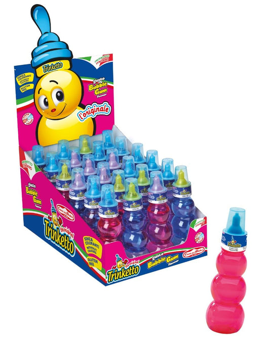 Trinketto Biberon Bubble Gum da bere pz 24 - Biberon con bevanda analcolica aromatizzata gusto Bubble Gum - Senza Coloranti e Senza Glutine - Prodotto Italiano