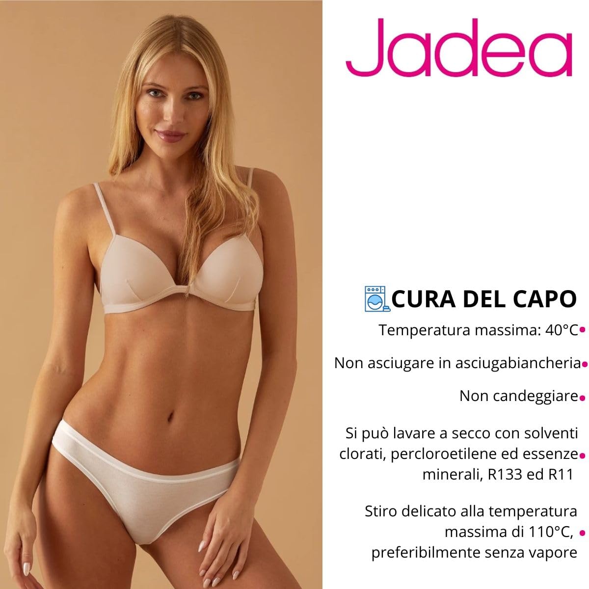 JADEA Reggiseno Donna July – Triangolo Imbottito, Cotone e Modal Elasticizzati – Senza Ferretto, Chiusura Regolabile