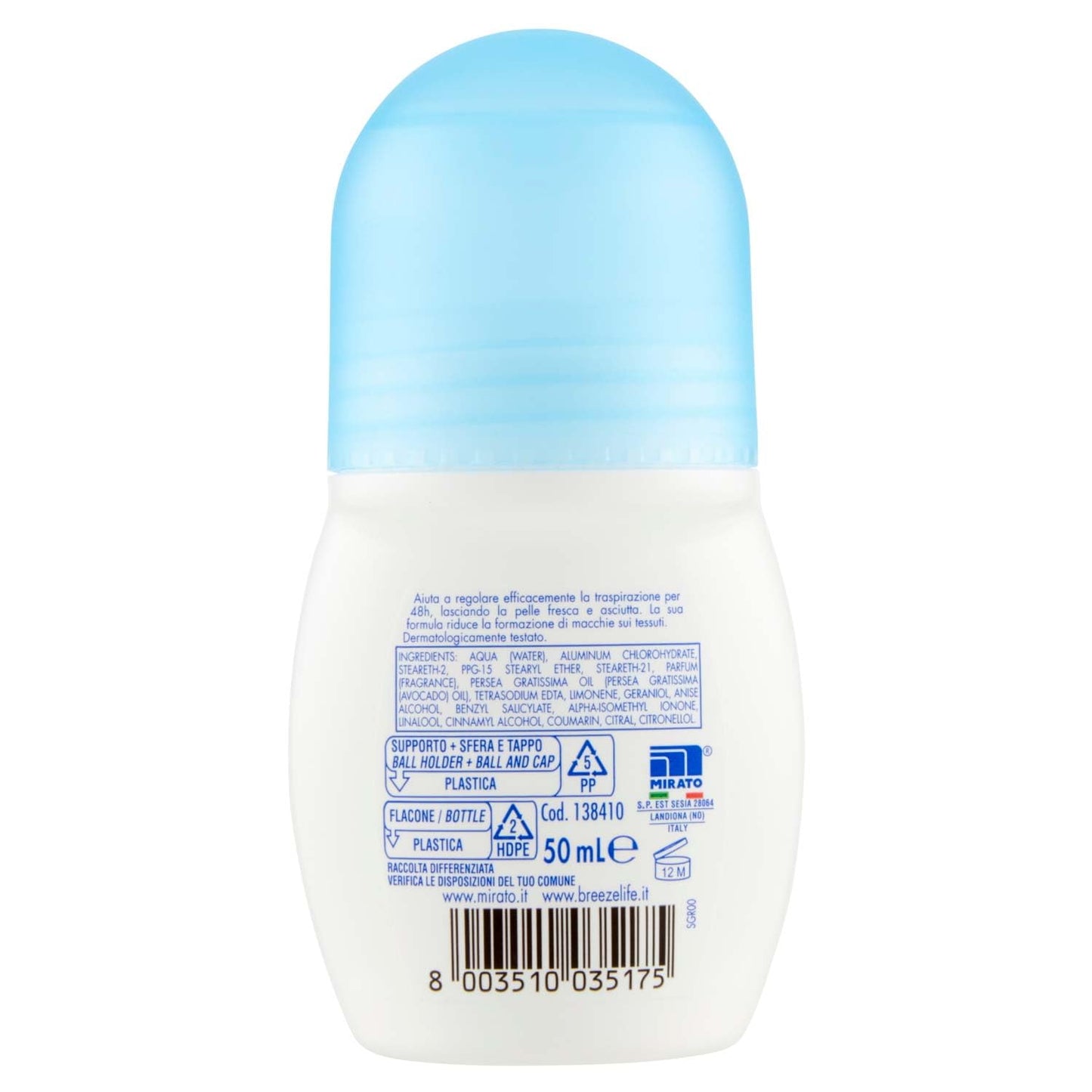 Breeze Deodorante Roll On Talco 50ml, 50ml