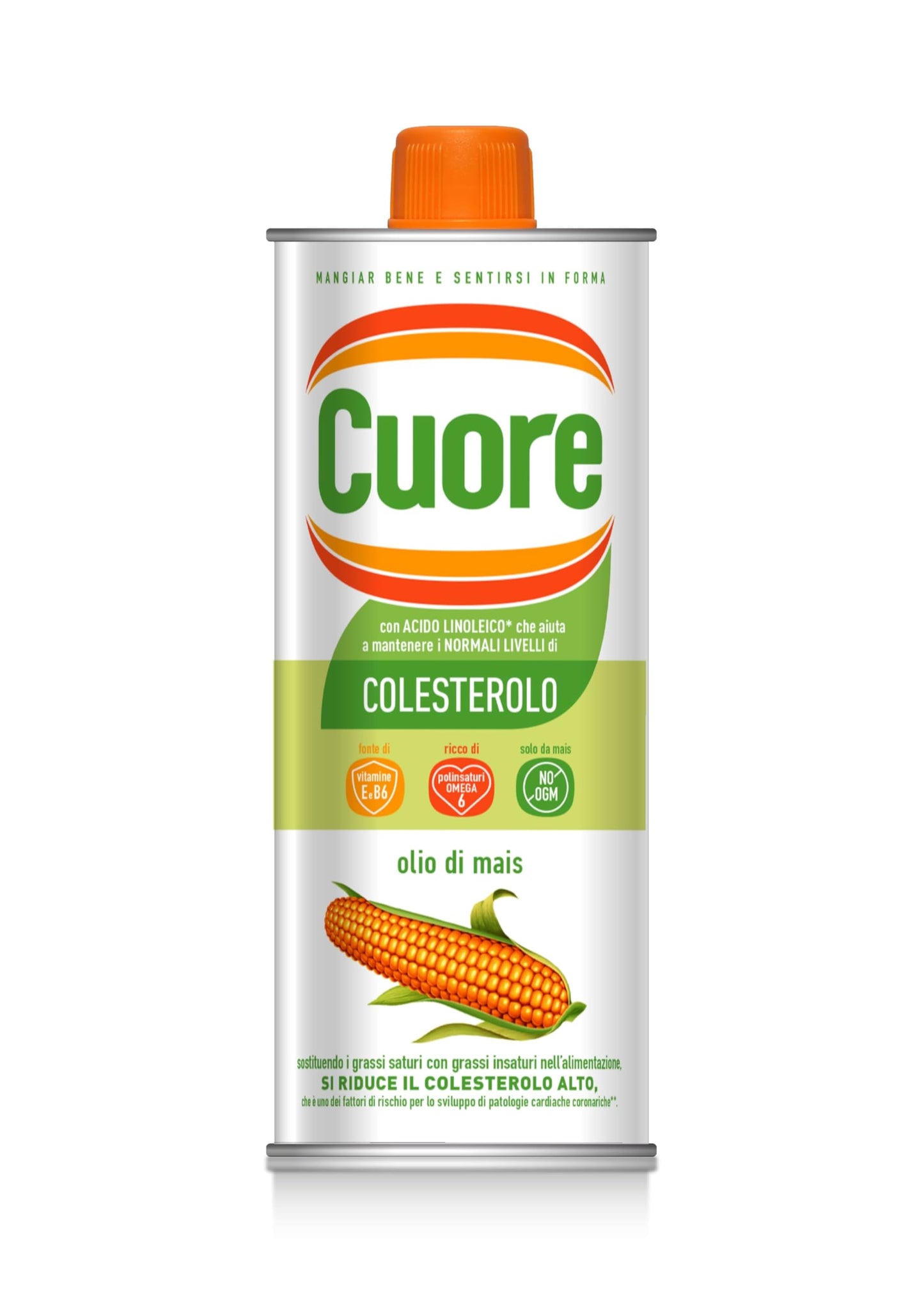 Cuore, Olio di Mais, Formato da 110 cl, Ricco di Omega 6 e Fonte di Vitamina E e B6, No OGM