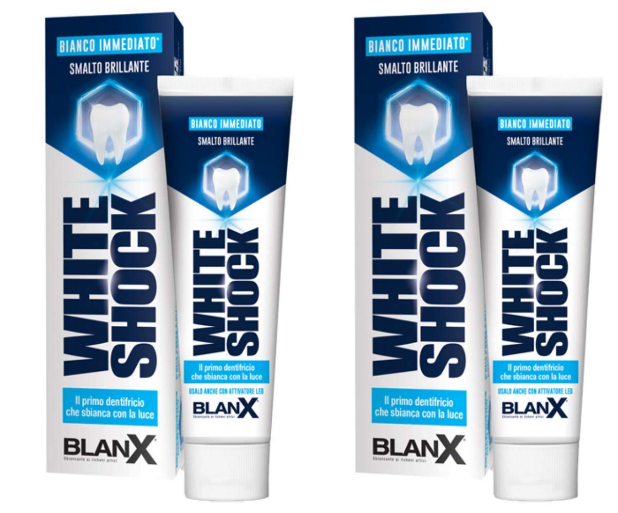 WHITE SHOCK, dentifricio sbiancante effetto immediato - 2 confezioni da 75 ml