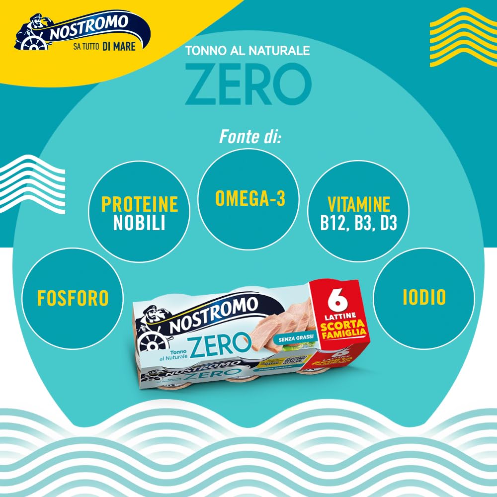 Nostromo - Tonno al naturale, 60 lattine da 65 gr. Formato scorta da 10 confezioni. Zero grassi, già sgocciolato, pronto da gustare.