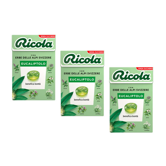 Ricola® | Caramelle Eucaliptolo | Caramelle alle Erbe Senza Zucchero - 3 x 50 Gr