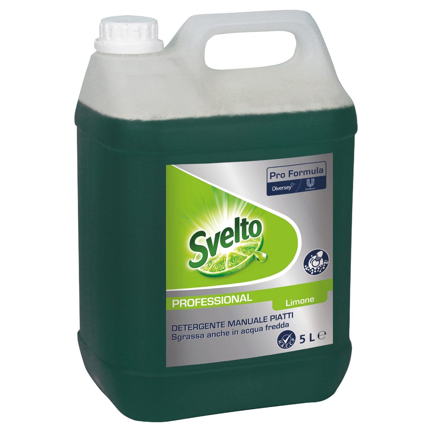 Svelto Professional Detergente Manuale Piatti Detersivo Liquido Concentrato Profumo Limone per il Lavaggio a Mano di Stoviglie Pentole e Bicchieri - Tanica da 5 Litri