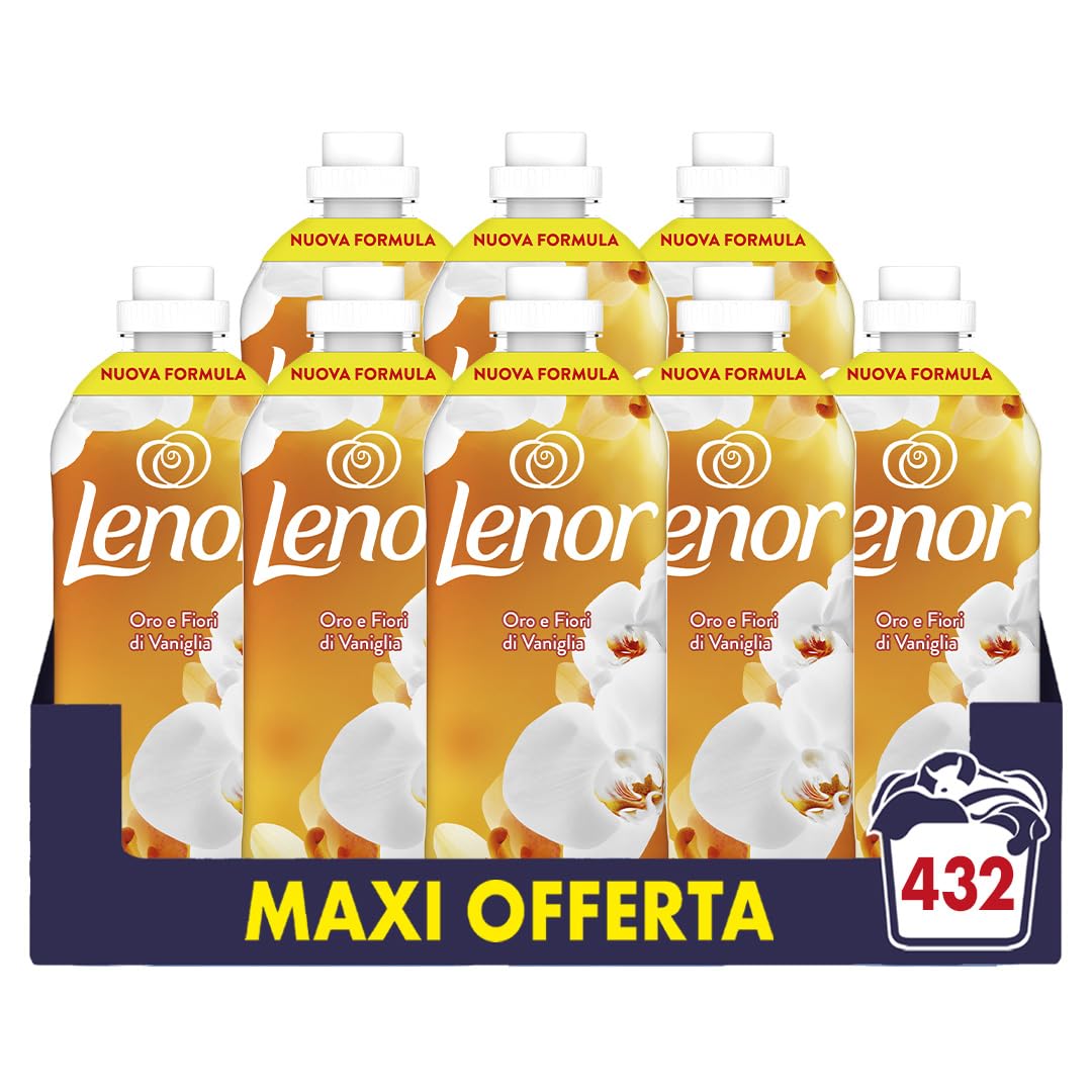 Lenor Ammorbidente Lavatrice Concentrato 440 Lavaggi (8X55), Oro e Fiori di Vaniglia, Freschezza Che Dura 3 Volte Più A Lungo, Con Tecnologia Olii Profumati