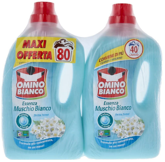 Omino Bianco Detersivo Lavatrice Muschio Bianco, 2x2L