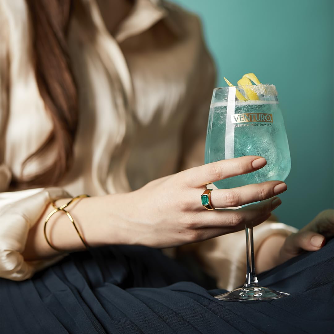 Venturo Aperitivo Mediterraneo Liquore, con Rosmarino, Limone Siciliano, Sale Marino e Camomilla Blu, 15% vol, 70cl