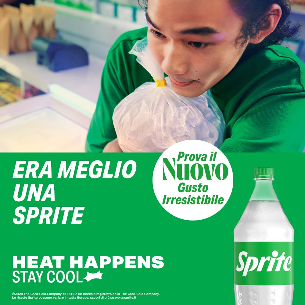 Sprite – 12 Bottiglie da 450 ml, Gusto Lemon-lime, A Basso Contenuto di Zuccheri, Bottiglia PET 100% Riciclabile, Gusto Naturalmente Rinfrescante, Bevanda Analcolica Frizzante