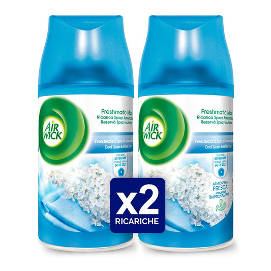 Air Wick Freshmatic Ricarica Spray Automatico, Freschezza di Lino e Lavanda, 2 Confezioni da 250 ml