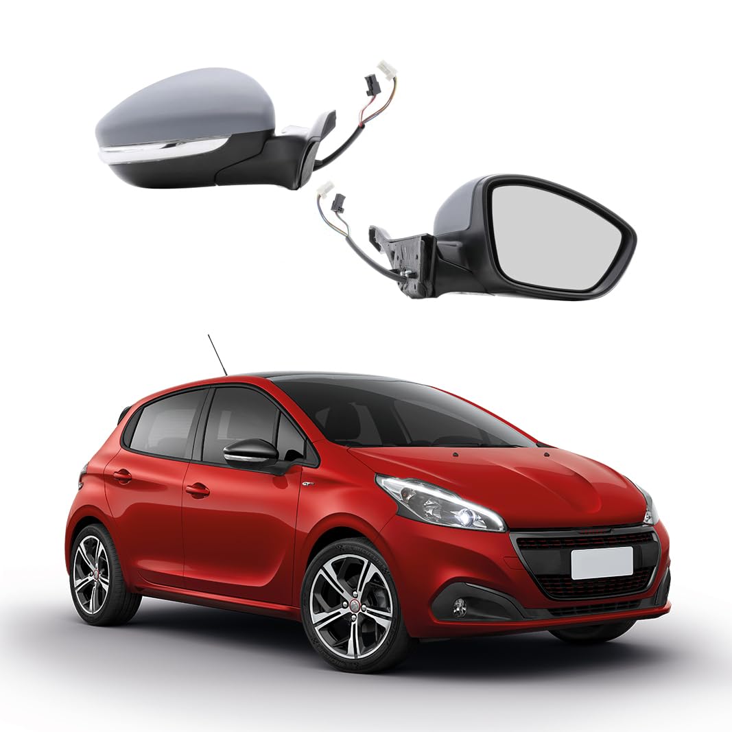 RETROVISORE ELETT. Termico RIBALTAB. Destro [Lato Passegero] per Auto: 208 - Calotta da VERNICIARE - Profilo Cromato - C/SONDA 11PIN