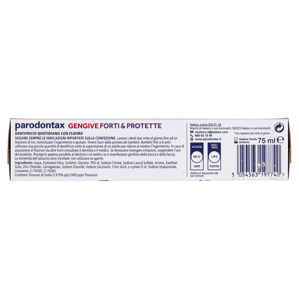 Parodontax Dentifricio Gengive Forti & Protette Whitening con Acido Ialuronico 75 ml