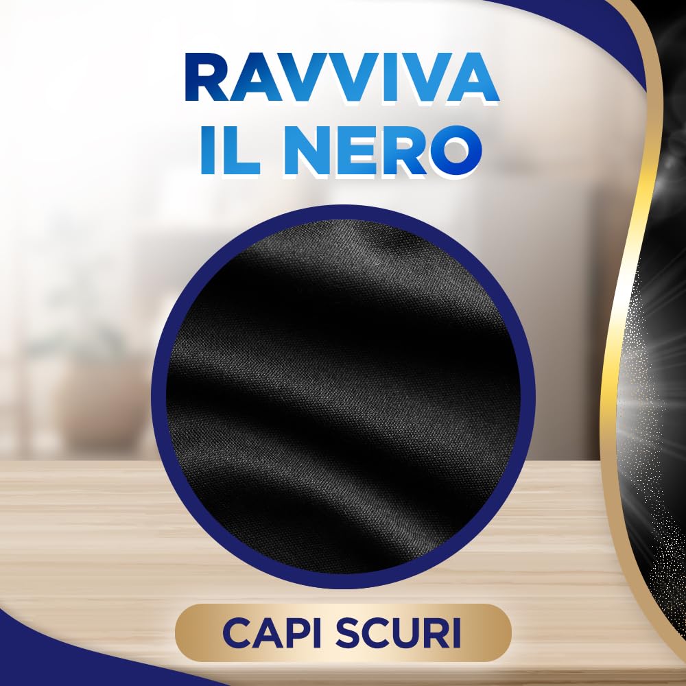 Lip Woolite Detersivo Lavatrice Capi Scuri, Neri e Jeans 25 Lavaggi, 4 confezioni da 1500 ml di Detersivo Lavatrice Liquido Capi Scuri con Cheratina