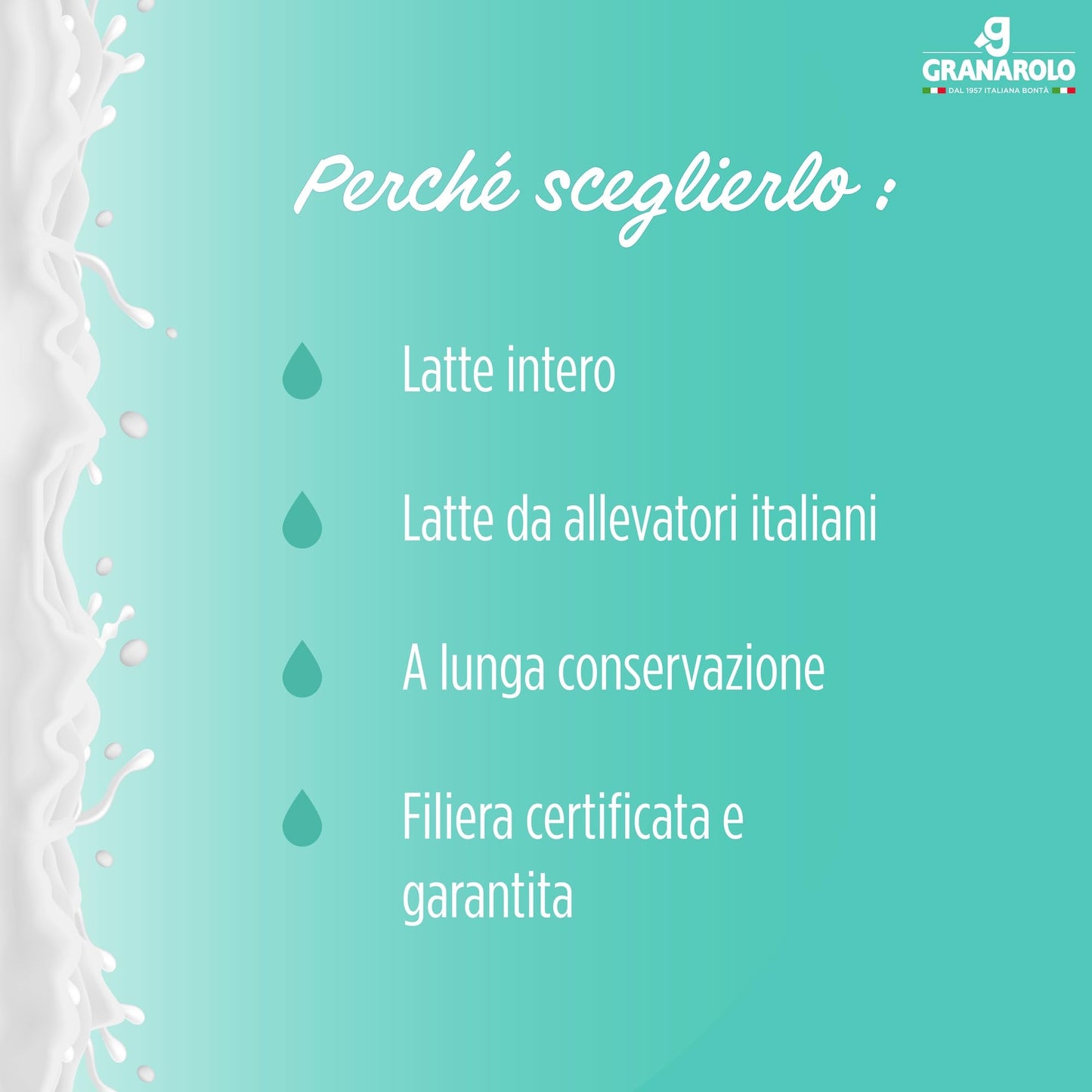 Granarolo, Latte Intero UHT da Latte Crudo per l'Alta Qualità 1 lt, 6 Confezioni di Latte Italiano, Mantiene lo Stesso Quantitativo di Proteine del Latte di Partenza grazie al Trattamento Termico