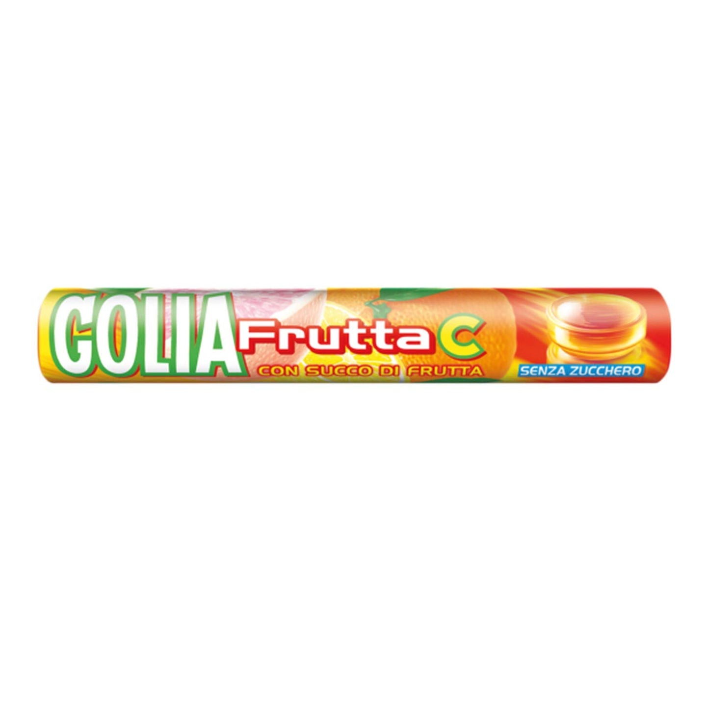 Golia Frutta C, Caramelle Dure Ripiene Gusto Agrumi, Senza Zucchero e Senza Glutine, con Vitamina C, Confezione da 24 Roll