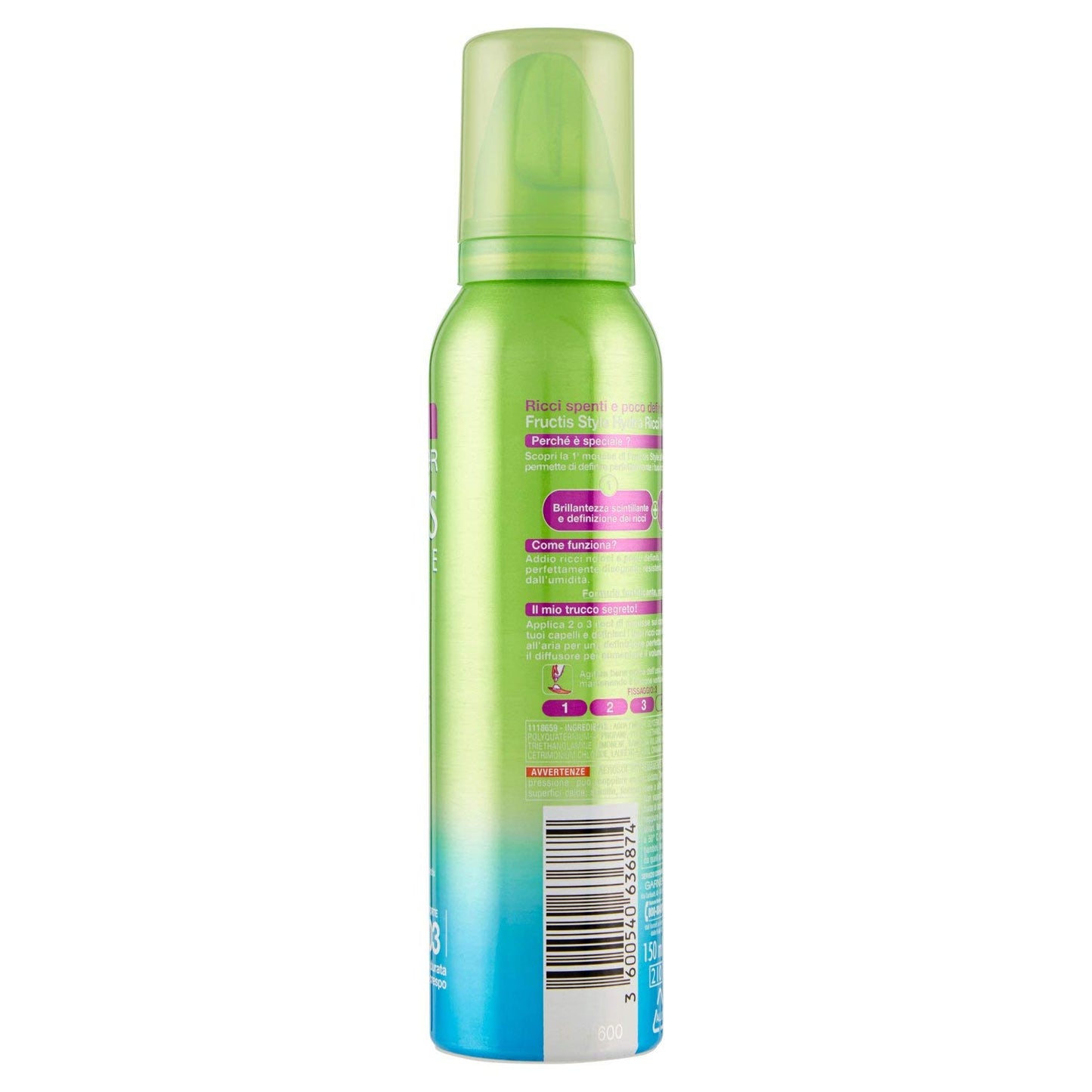 Garnier Fructis Hydra Ricci Wet Shine Mousse Ravviva Ricci Effetto Bagnato, 150 ml