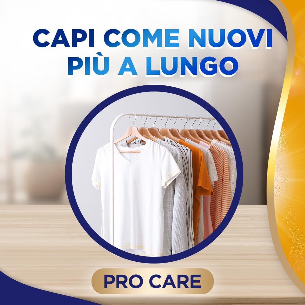 Lip Woolite Detersivo Lavatrice Pro-Care 25 Lavaggi, 4 confezioni da 1500 ml di Detersivo Lavatrice Liquido Pro-Care con Cheratina