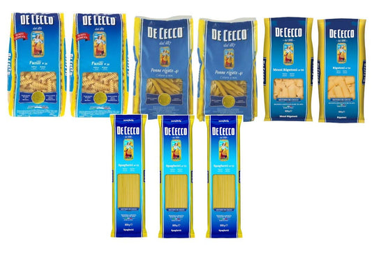 DE CECCO BOX ASSORTIMENTO PASTA DI GRANO DURO 4,5KG - FUSILLI, SPAGHETTI, PENNE RIGATE, RIGATONI, SEDANI RIGATI