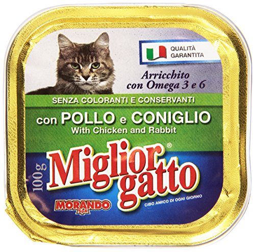 Miglior Gatto Alimento Completo per Gatti Adulti con Pollo e Coniglio - Confezione da 32 x 100 g