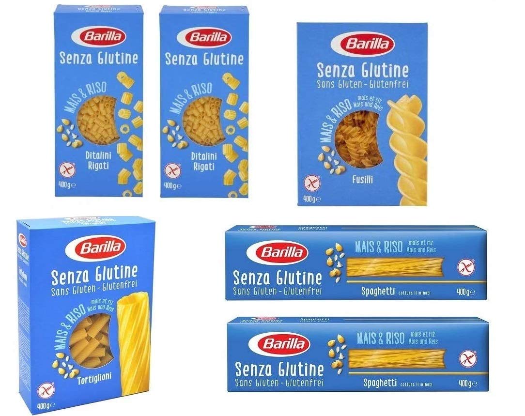 Test Pack Barilla Pasta Senza Glutine Senza Glutine Senza Glutine 2X Ditalini Rigati 2X Spaghetti 1x Fusilli 1x Tortiglioni ( 6 x 400g )