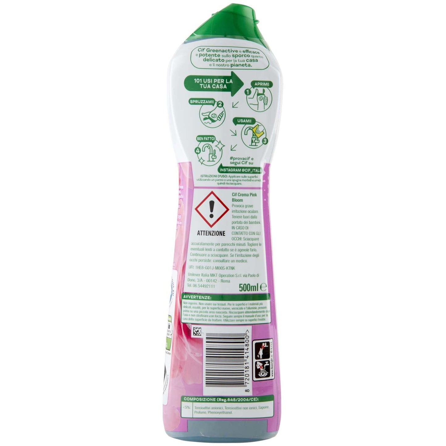 Cif Detergente In Crema Rosa 500ml, 500ml