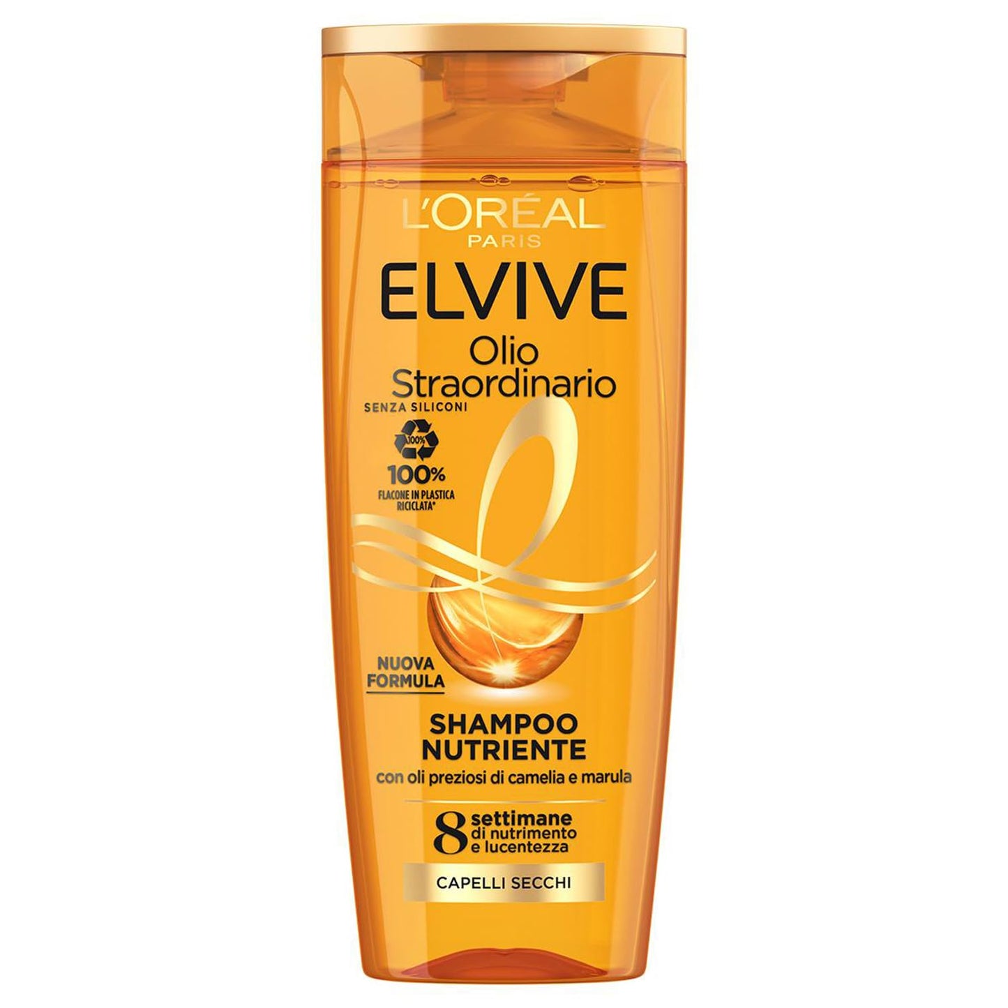 L'Oréal Paris Shampoo Elvive Olio Straordinario, Per Capelli Secchi o Spenti, Deterge e Nutre Donando Leggerezza, Per una Chioma Sana e Lucente, Con Oli Preziosi di Marula e Camelia, 200 ml