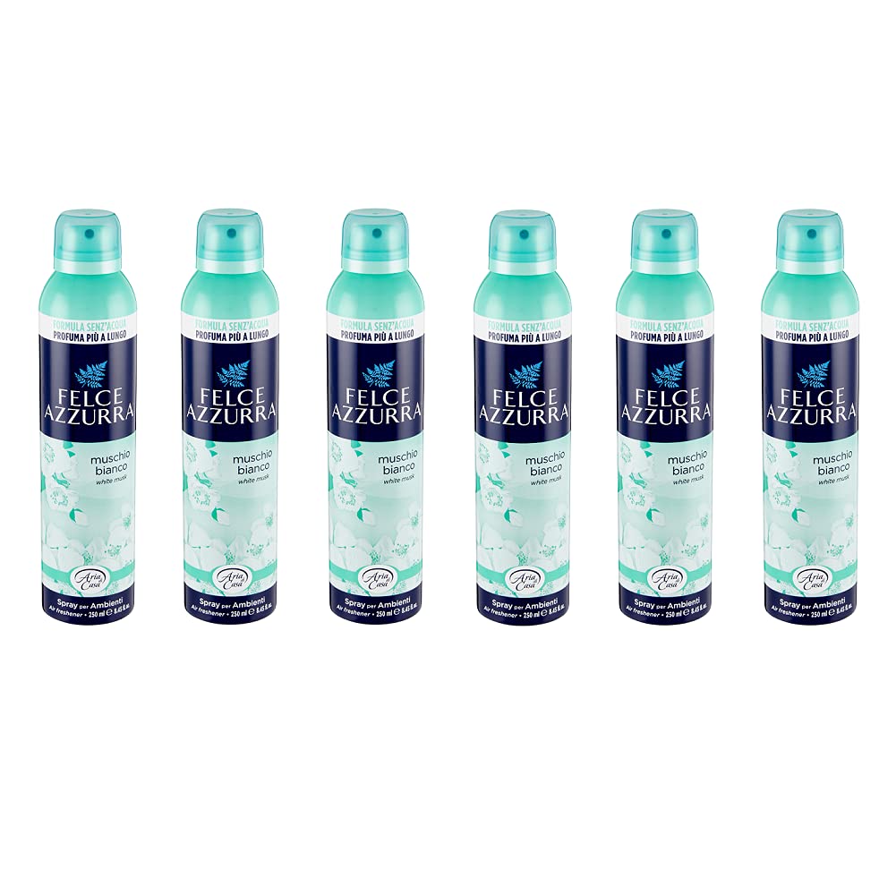Felce Azzurra 6x Spray per Ambienti Muschio Bianco Stanza Spray Muschio Bianco 250ml