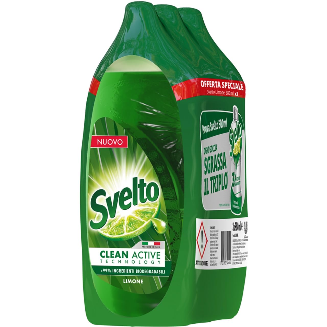 Svelto Detersivo Piatti Limone 980mlx3, 2940ml