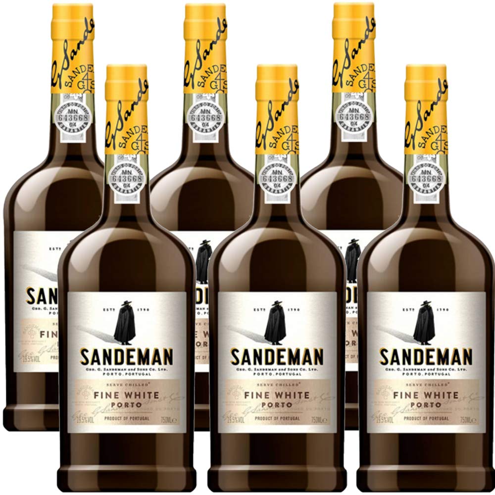 Porto Sandeman Fine White | 6 Bottiglie 75cl | Vino Bianco Liquoroso Tipico del Portogallo | Long Drink | Idea Regalo