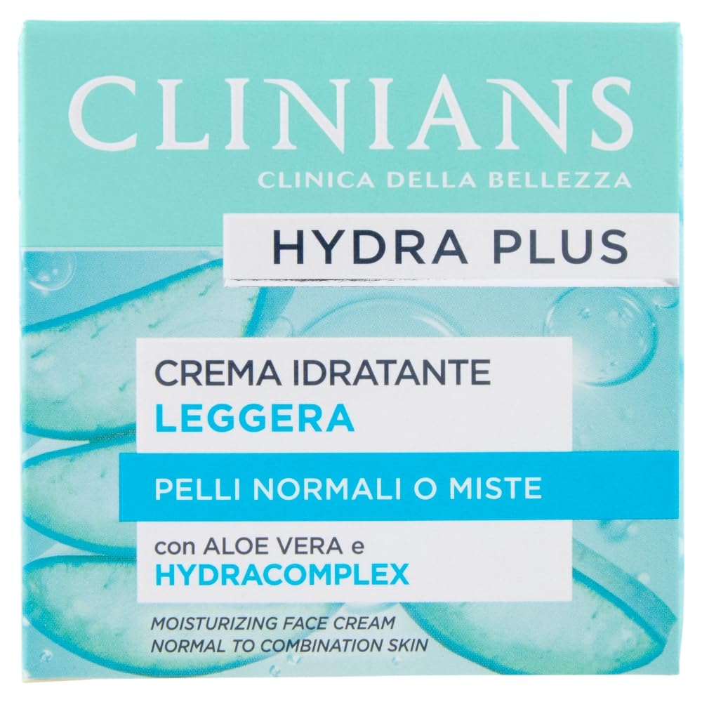 CLINIANS | Hydra Plus Crema Viso Idratante Leggera, Dermatologicamente Testato, Made in Italy, 50 ml
